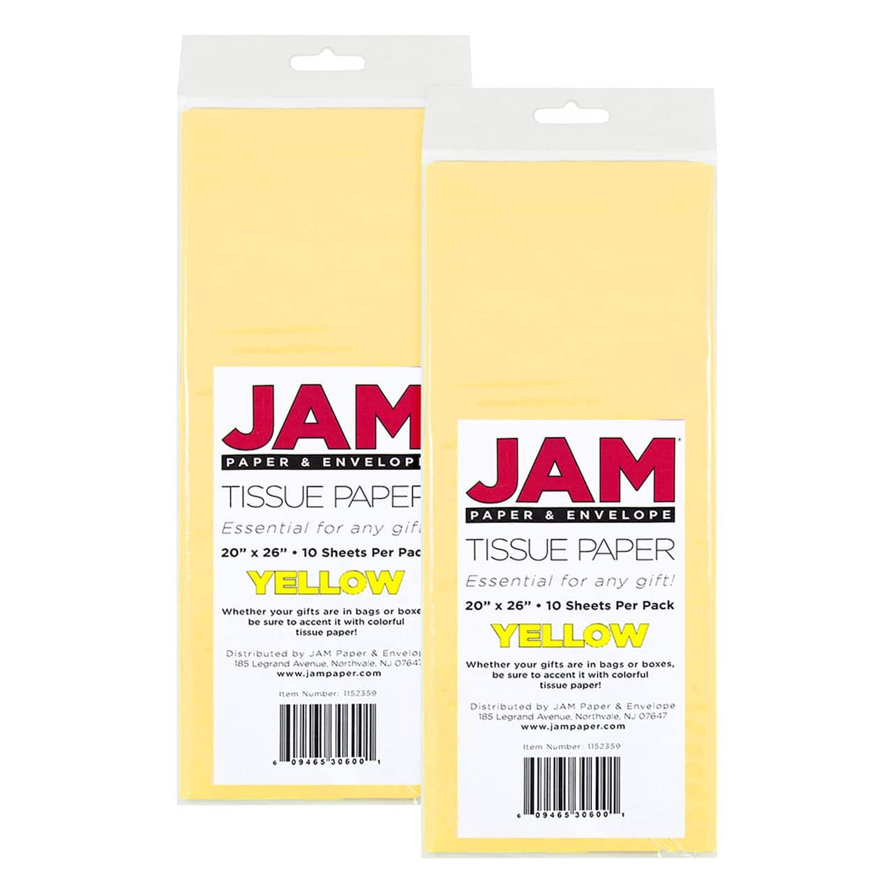 JAM Paper 20" x 26" Tissue Paper, 2 Packs of 10 Sheets
